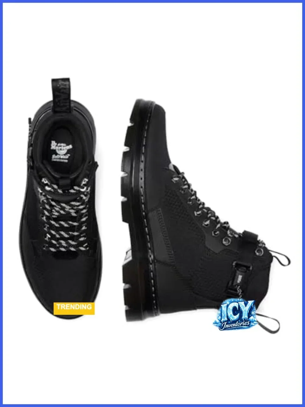 Recycled Hexagon Canvas Ajax Combat Boots Ankle Boots Lace Up